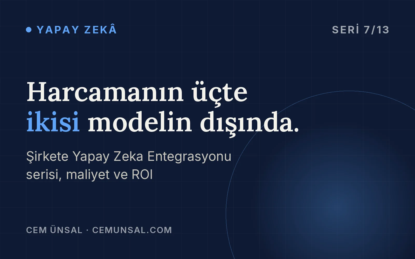 Yapay Zekanın Gerçek Maliyeti ve Yatırımın Geri Dönüşü. Abartısız Bir Finansal Çerçeve · Harcamanın üçte ikisi modelin dışında.